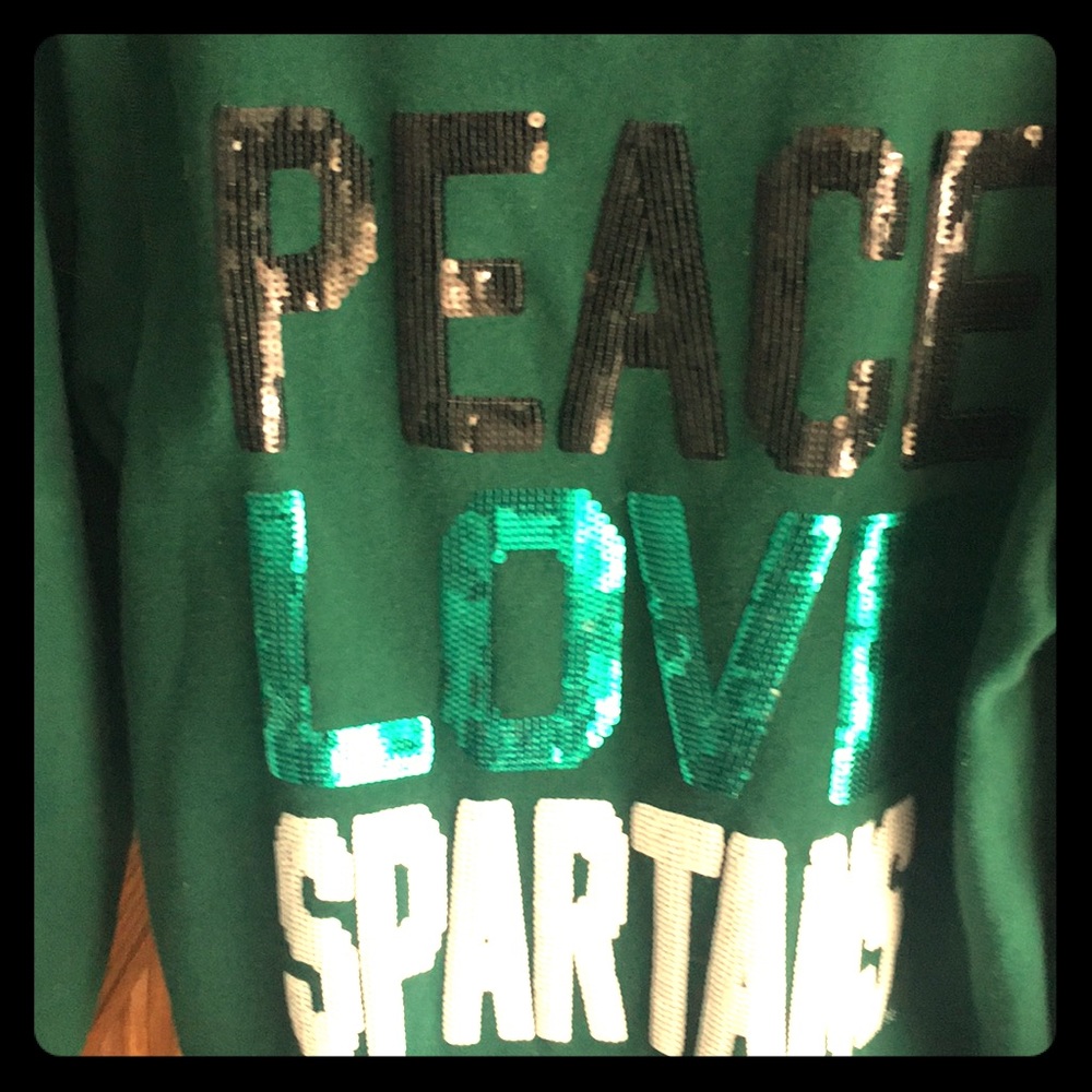 Sequenced “peace love Spartans” hoodie